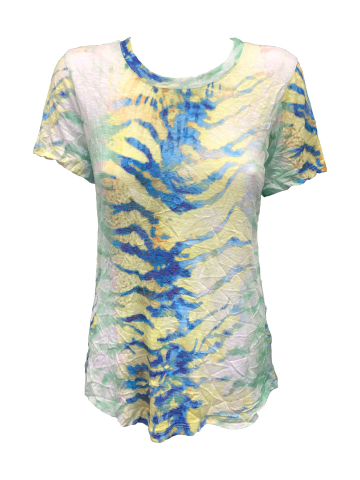 Crushed 3/4 Sleeve Zig Crew Neck