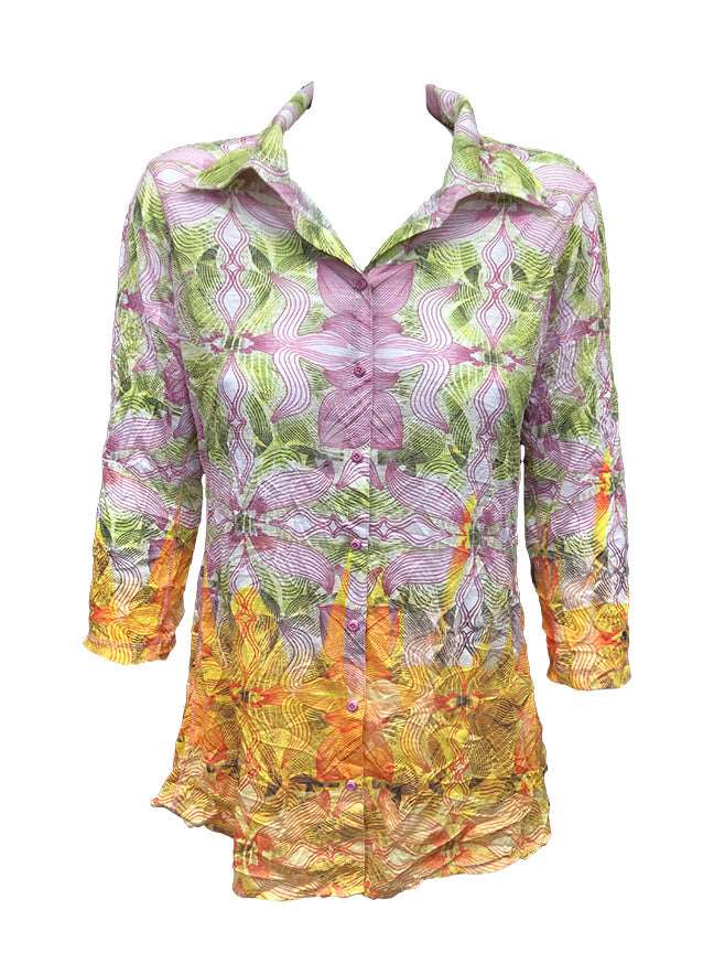 Crushed 3/4 Sleeve Canary Shirt