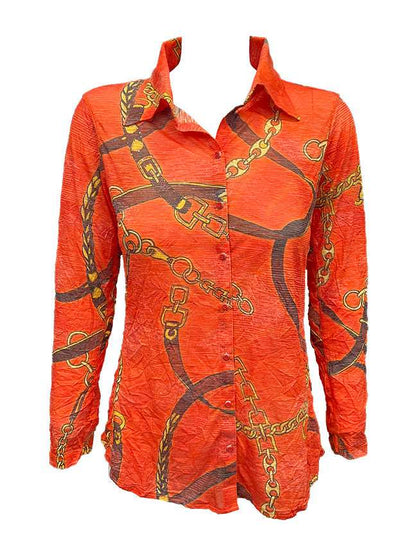 Crushed Long Sleeve Tomato Shirt w/Stones