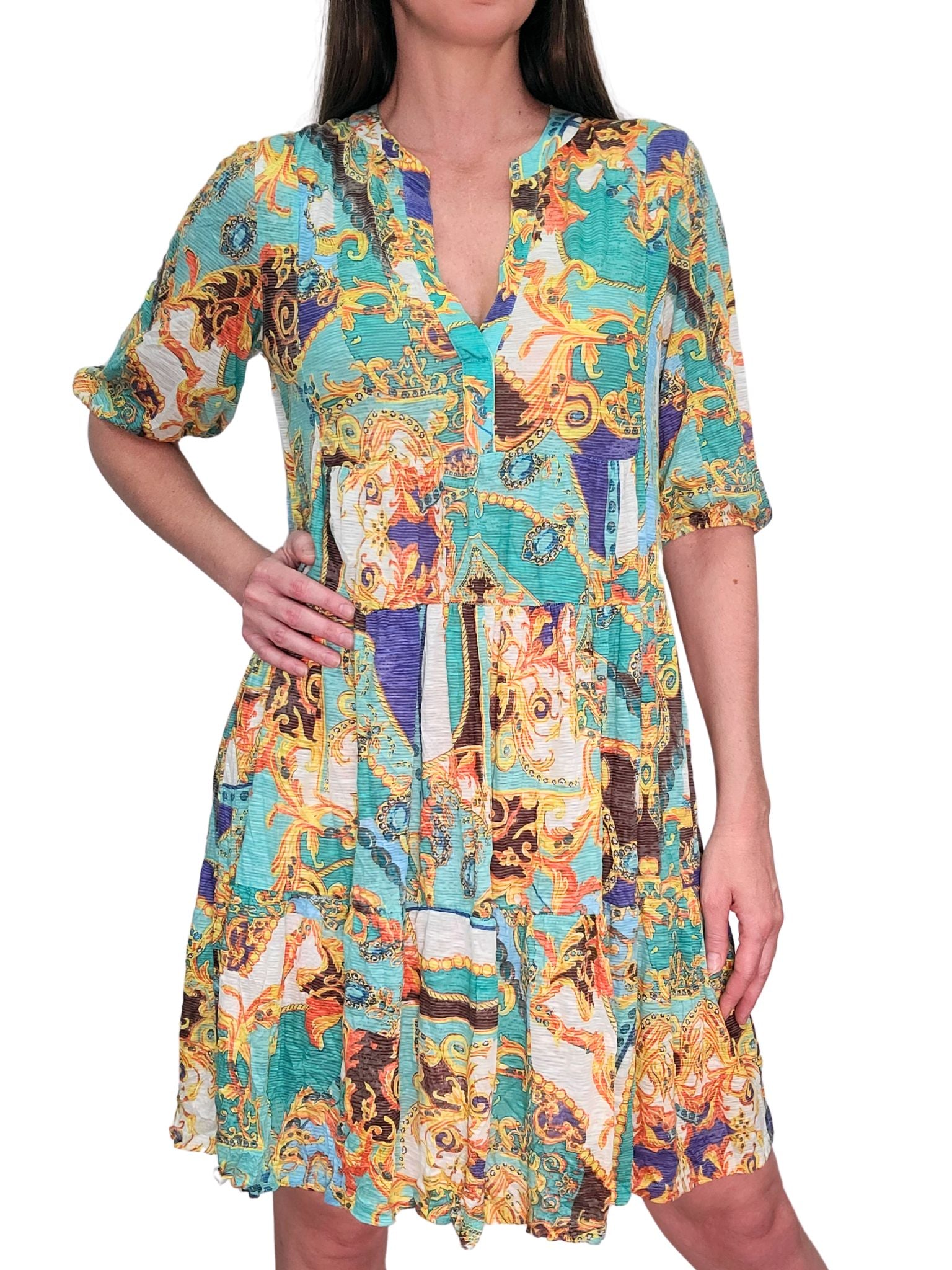 Crushed 'Versace' 2-Tier Dress