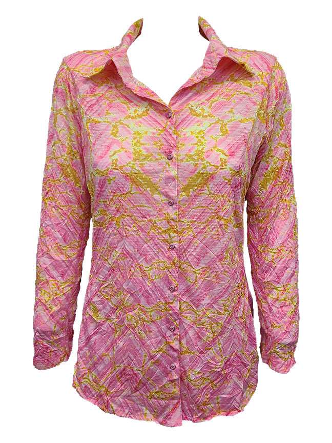 Crushed 3/4 Sleeve Peony Shirt