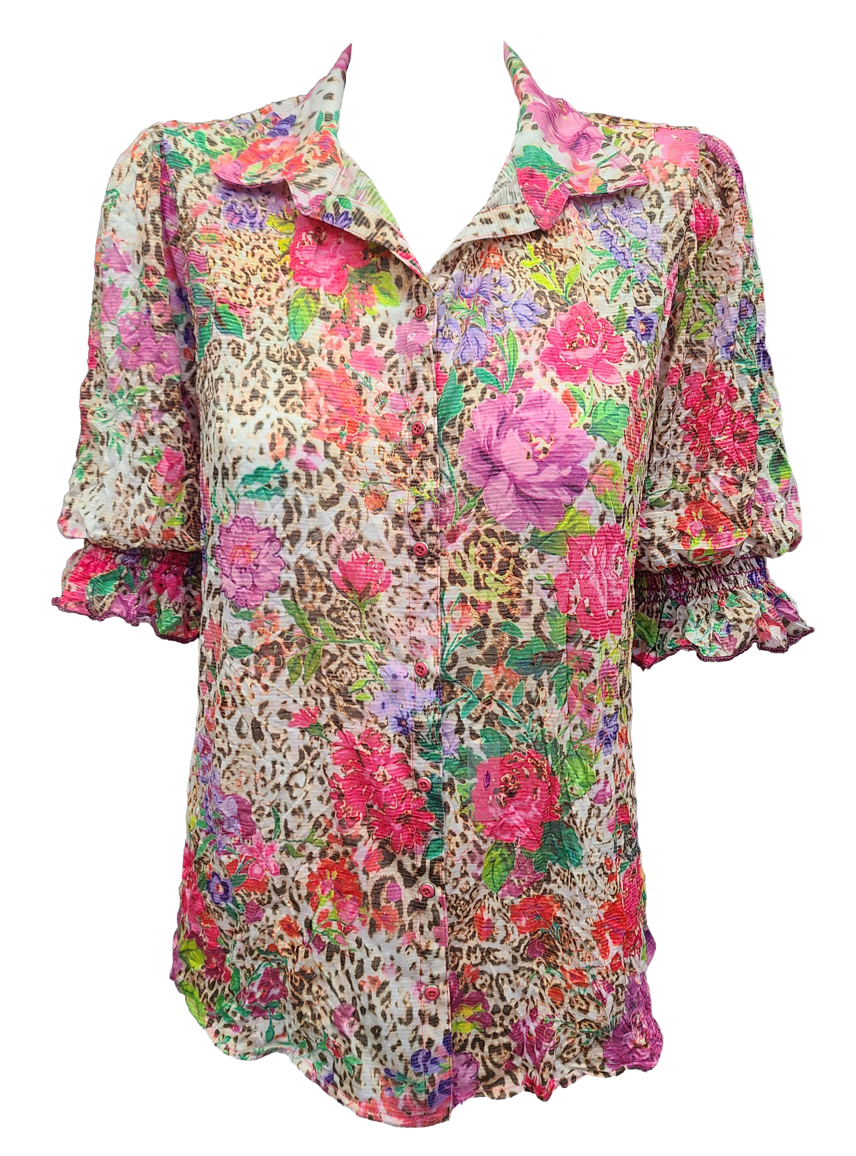 Wild Collared Blouse with Smocked Sleeves