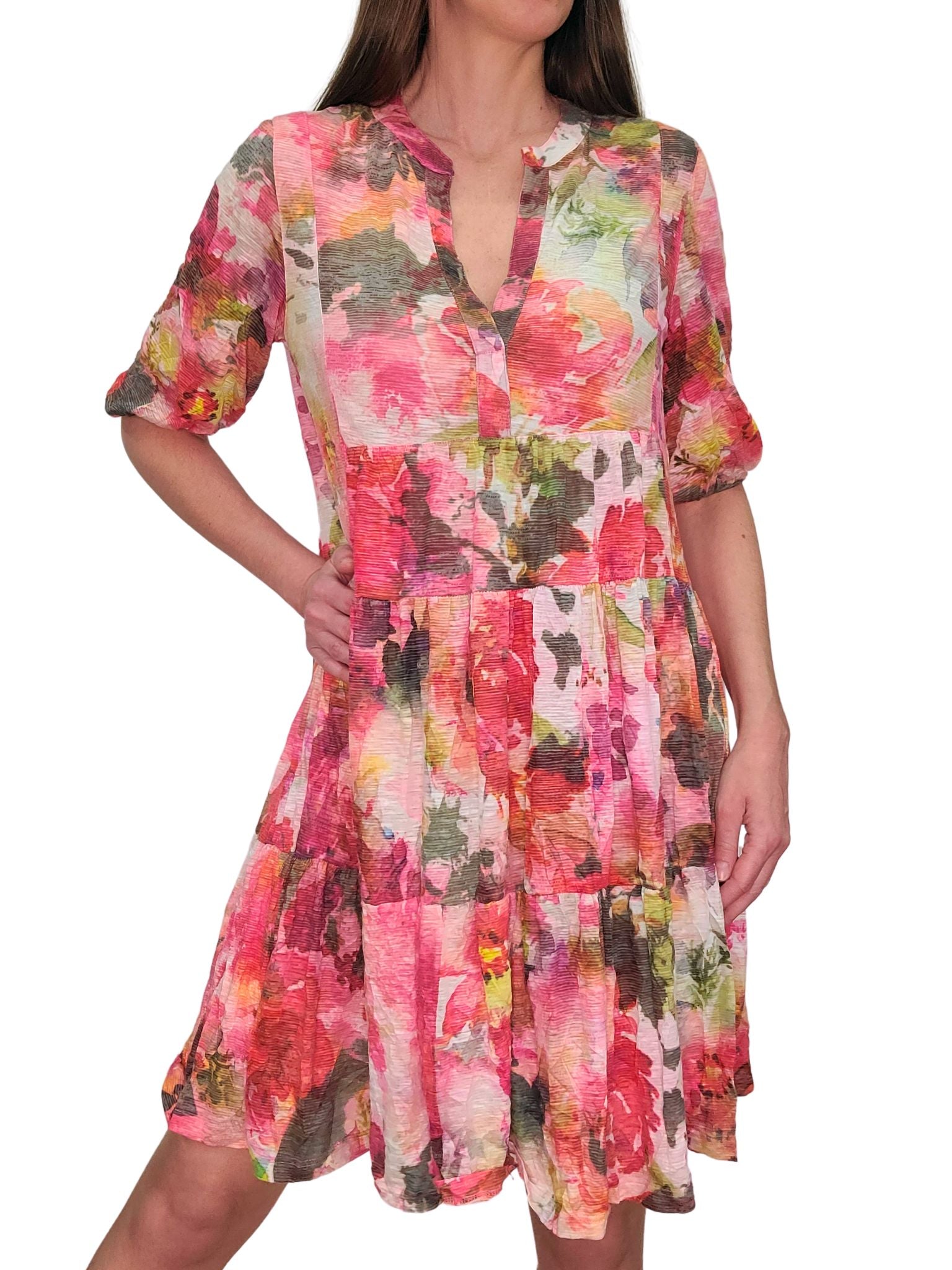 Crushed Flower 2-Tier Dress