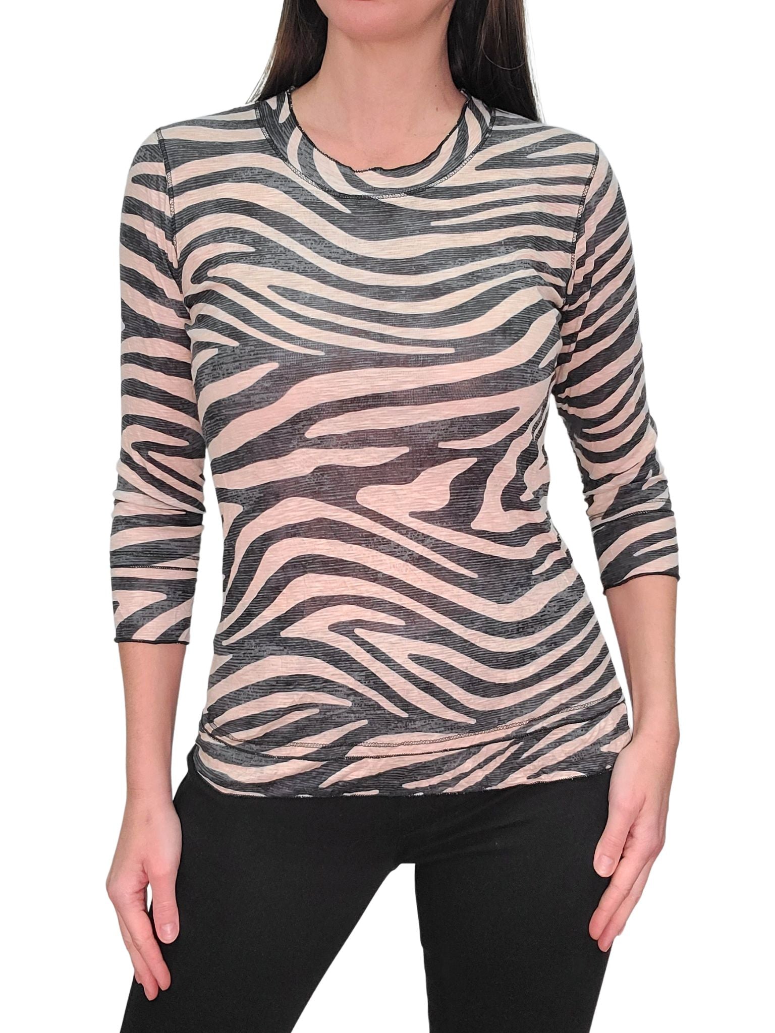 Crushed 3/4 Sleeve Jungle Crew Neck