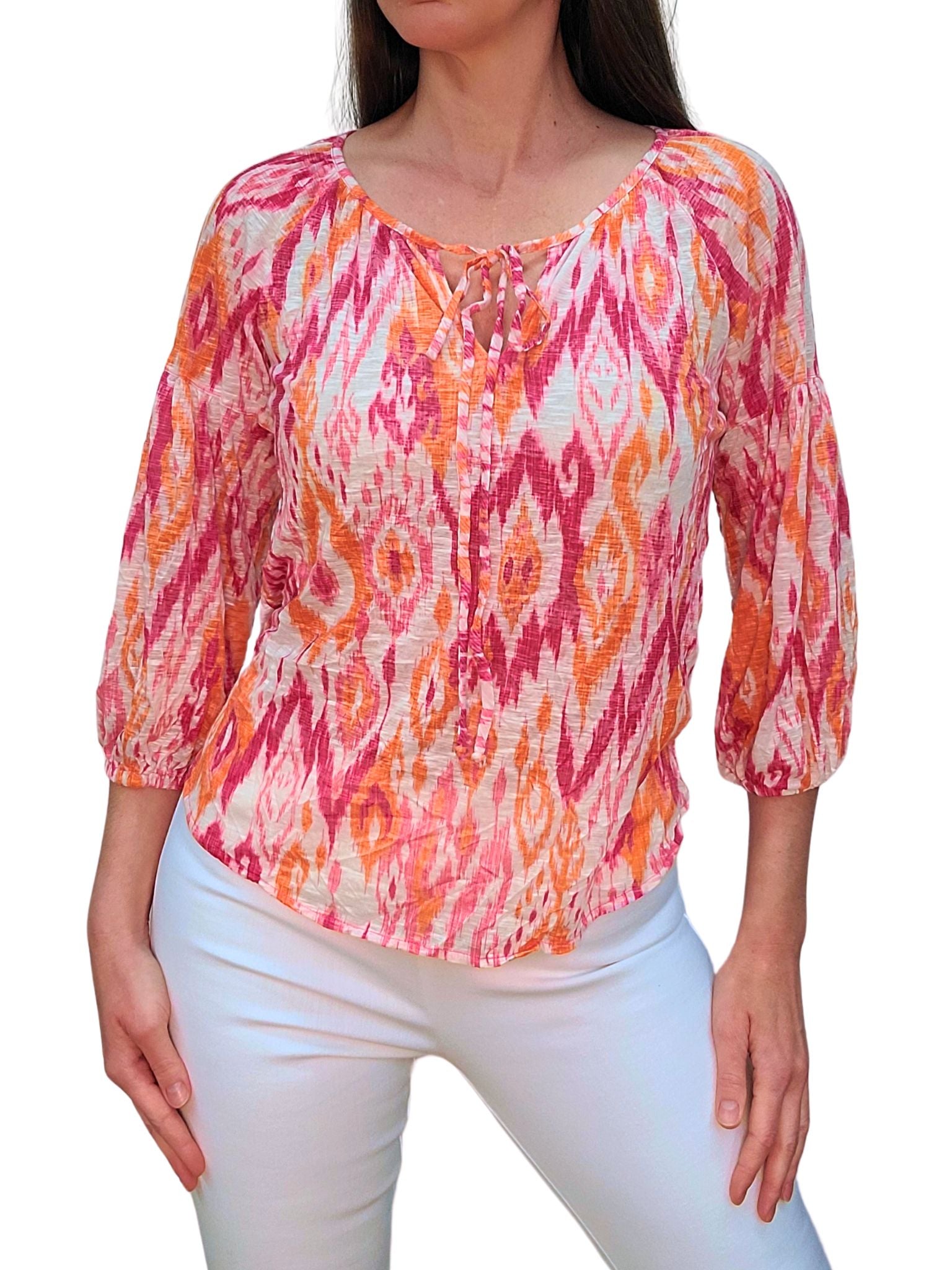 라일락 플리츠 슬리브 피전트 블라우스