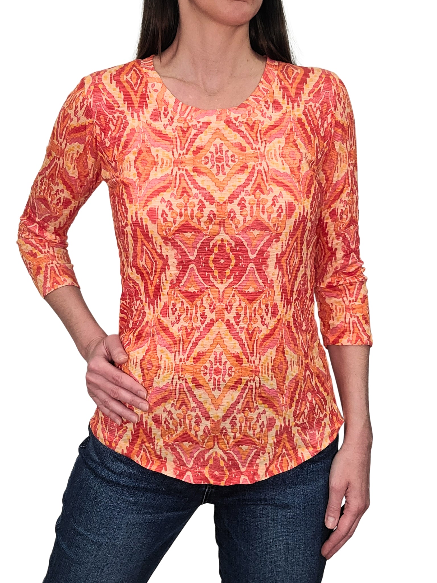 크러쉬드 3/4 슬리브 아이콘 크루넥