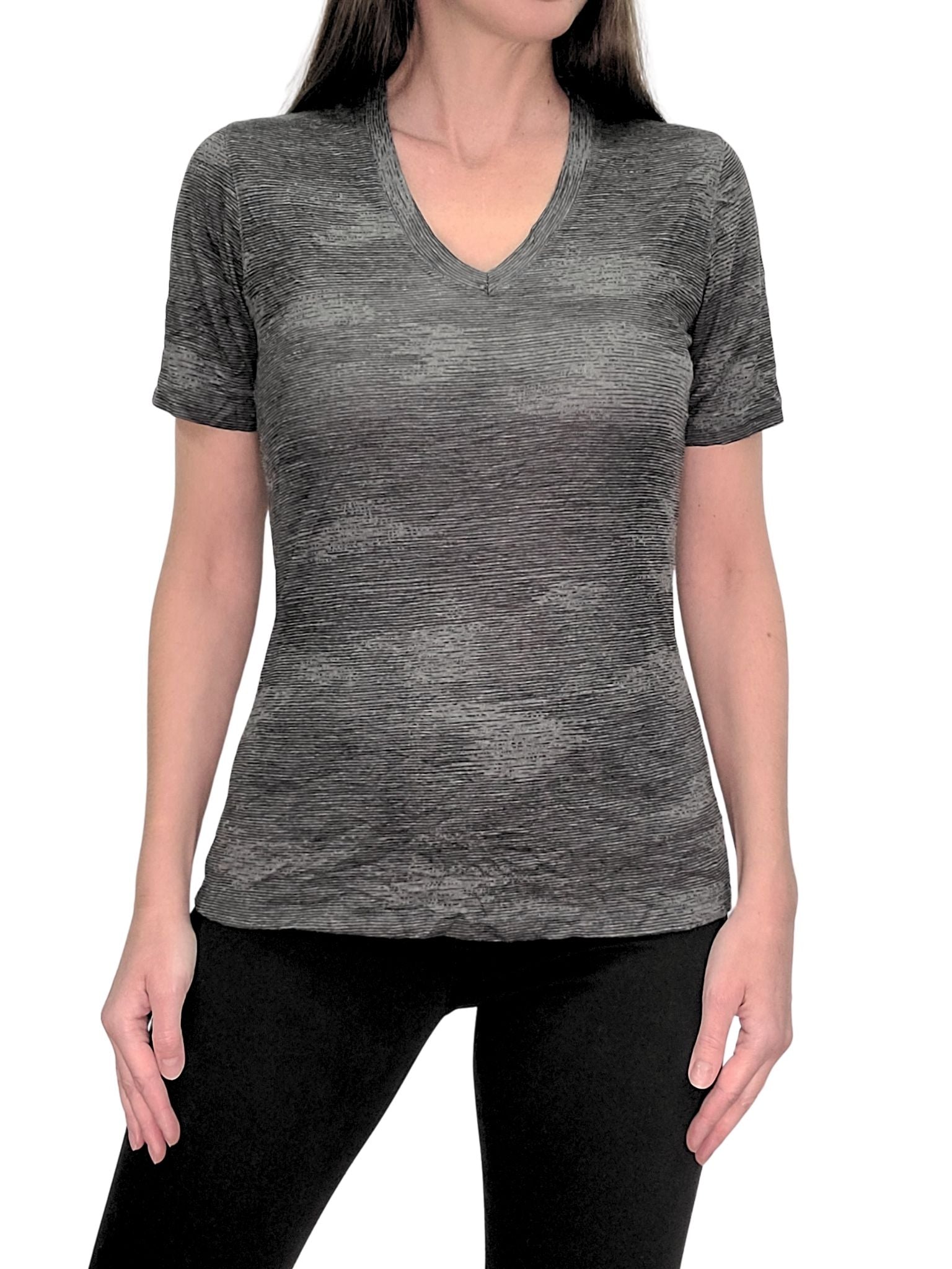 Crushed Short Sleeve 'Soft Black' V-Neck