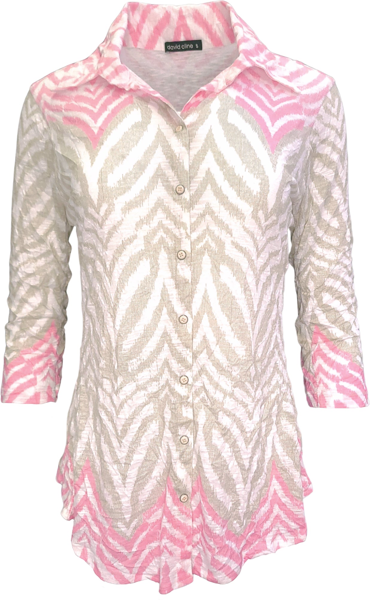 Crushed 3/4 Sleeve 'Buff' Shirt
