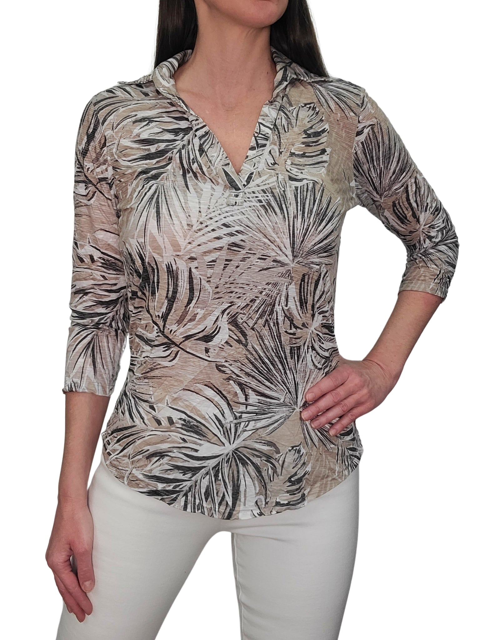 Crushed 3/4 Sleeve Bamboo Polo