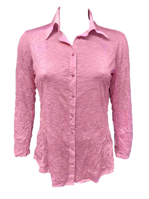 Crushed Long Sleeve Pink Shirt