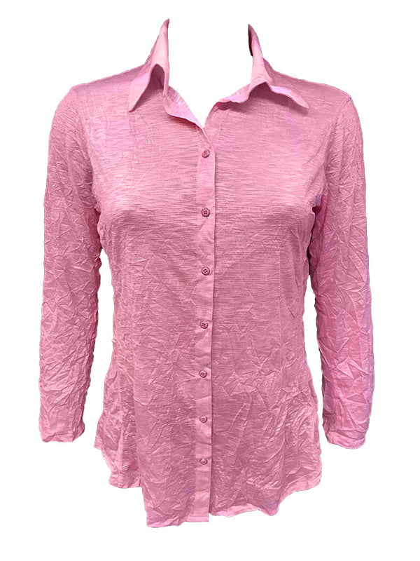 Crushed Long Sleeve Pink Shirt