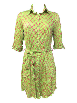 Crushed Front-Tie Lime Dress