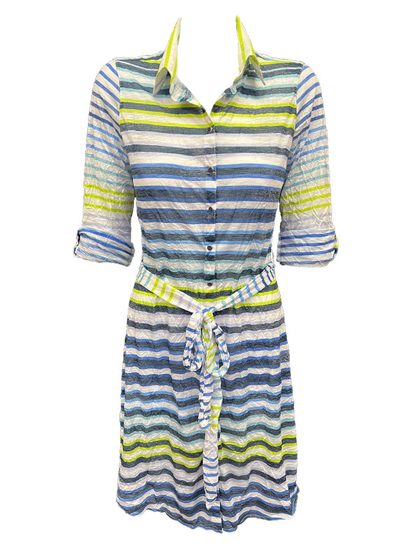 Crushed Front-Tie Stripe Dress
