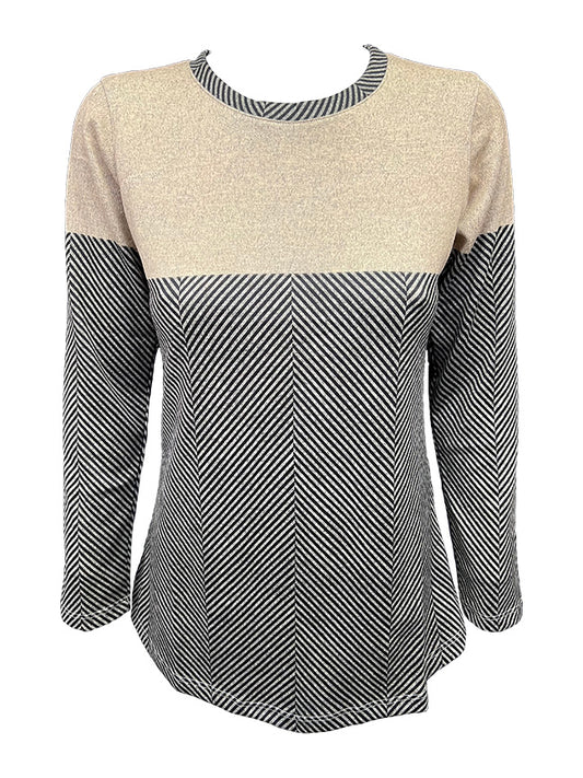 Langarmshirt Taupe Hacci mit Rundhalsausschnitt