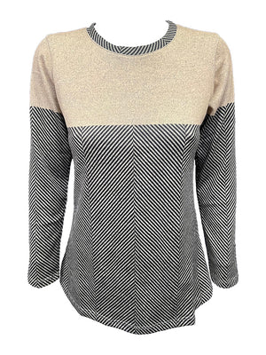 Long Sleeve Taupe Hacci Crew Neck